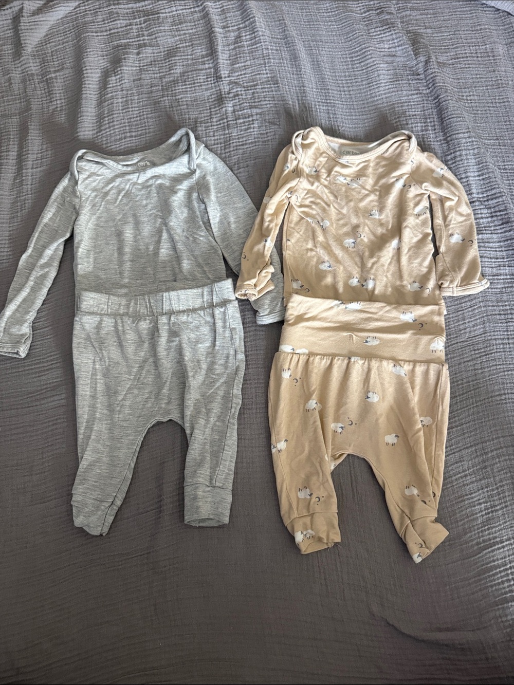 Baby Two-Piece Sleepwear Set - Gray & Tan Sheep Print